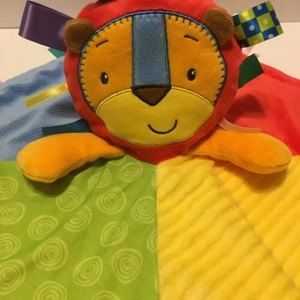 Taggies Lion Lovey Plush Security Blanket Baby Patchkins Yellow Green Blue Red